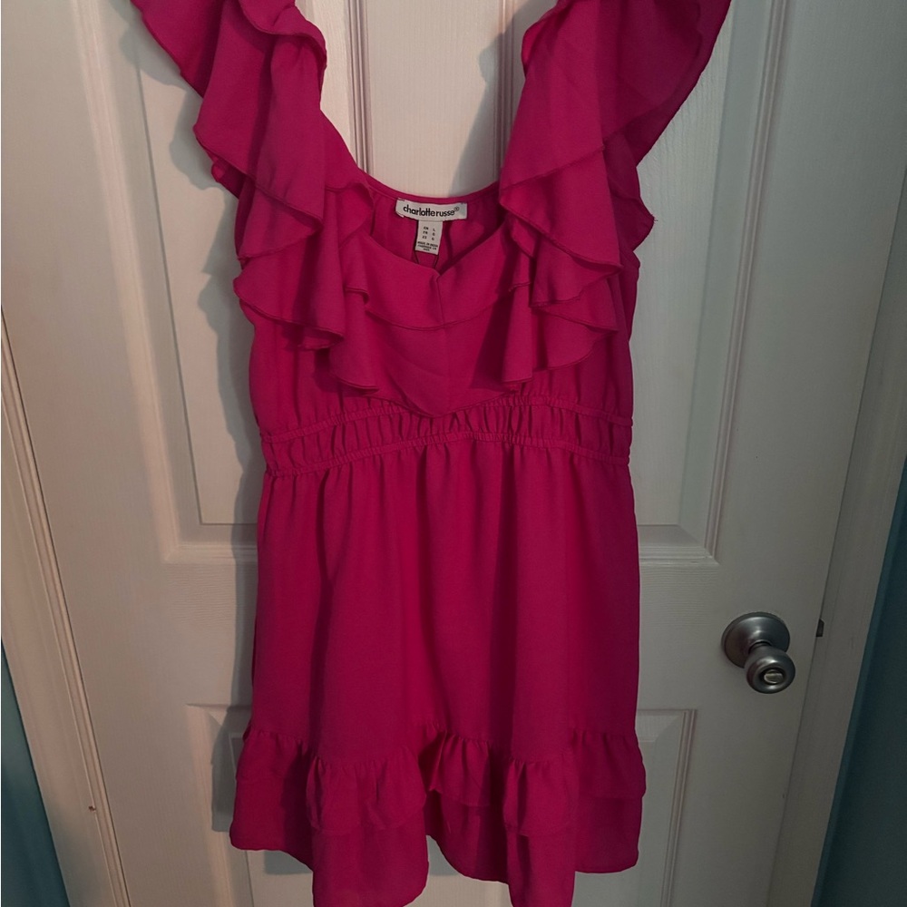 pink ruffled dress